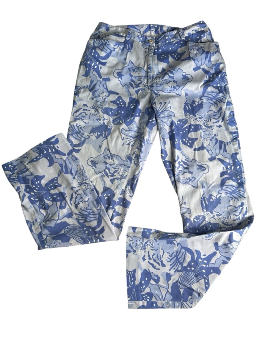 Lilly Pulitzer Vintage White Label Women’s Pants. Size 6. Blue Floral Cat Print